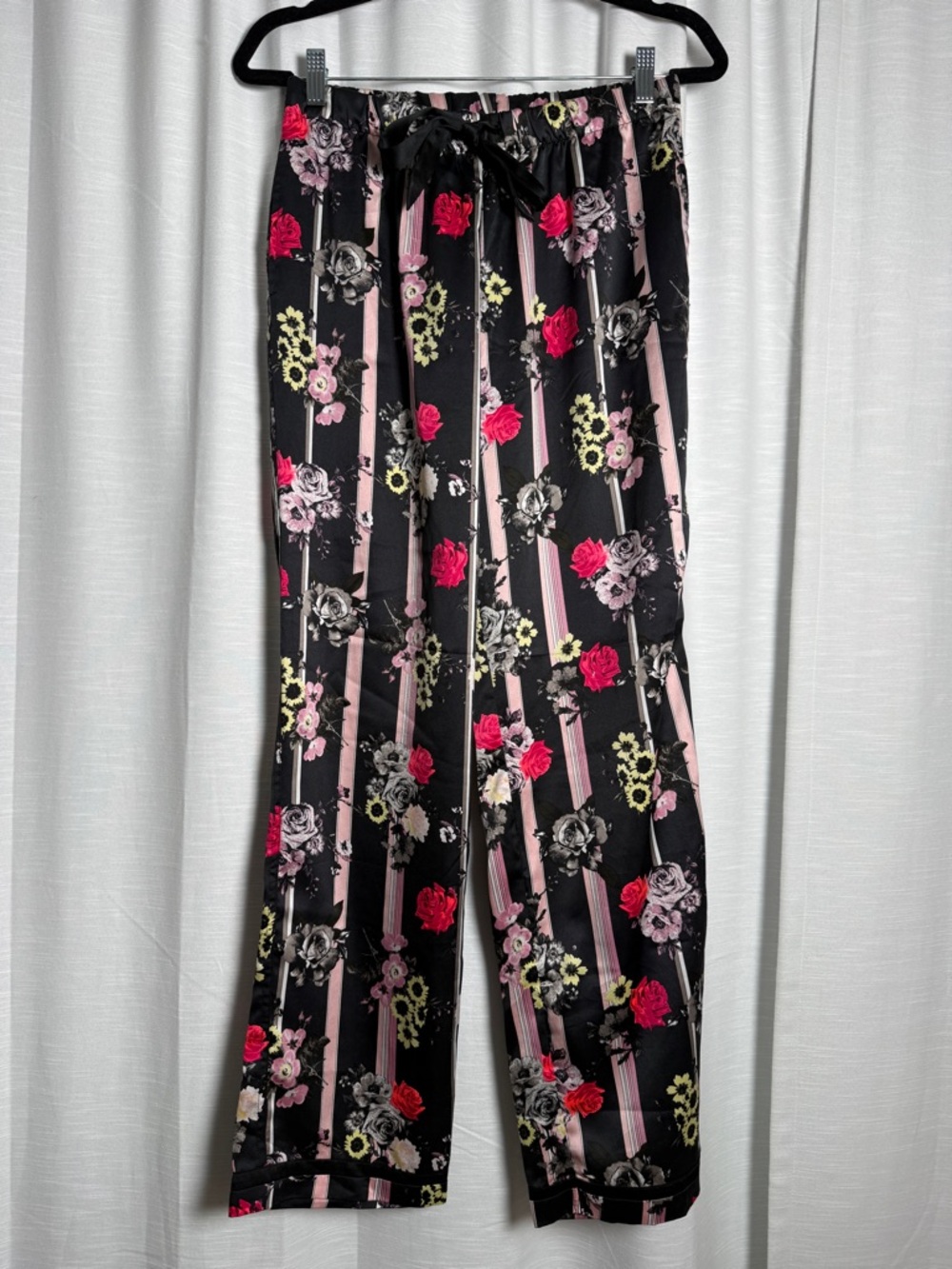 Victoria’s Secret Satin Floral Pajama Set Matching Lounge Set Black | Size S - Picture 12 of 17